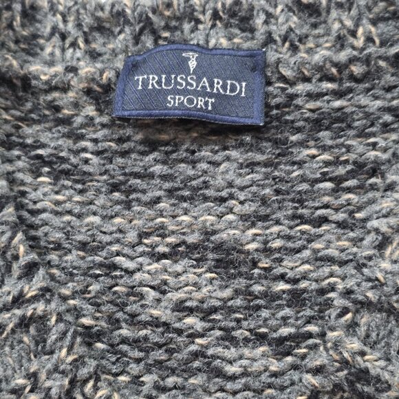 Trussardi Sport Knit Vest Mens M/L Marled V Neck Made In Italy Wool Blend Vtg - Picture 3 of 12